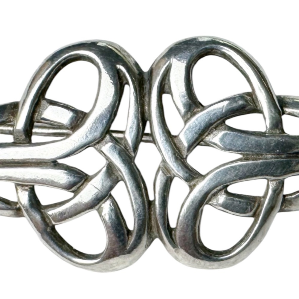 Hallmarked Silver Celtic Infinity Knot Bar Brooch - image 2